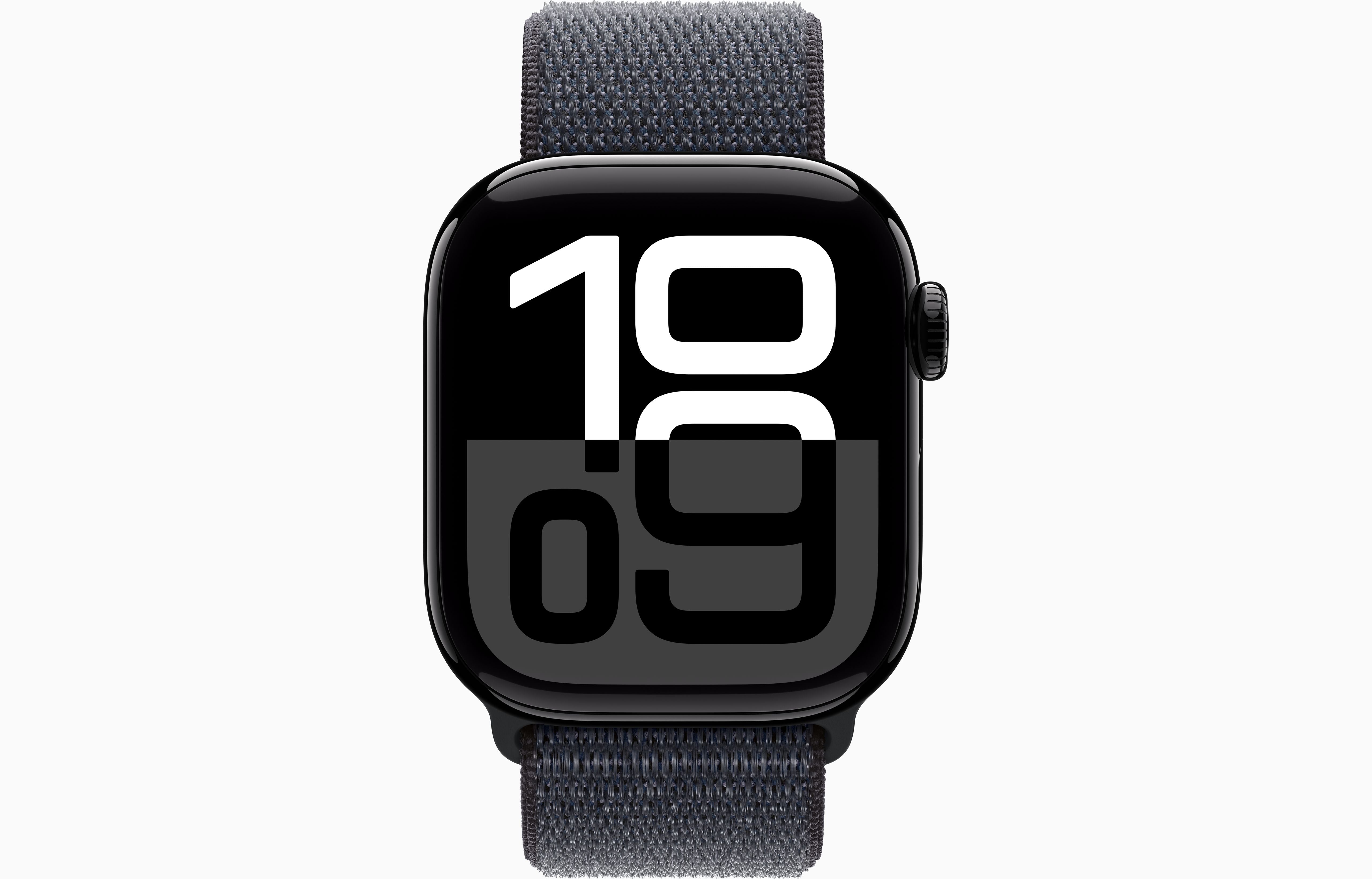 ساعة آبل واتش سيريس 10 - GPS - مقاس 42 ملم - بهيكل من الألومنيوم باللون الأسود مع سوار رياضي أسود ساعة آبل واتش سيريس 10 - GPS - مقاس 42 ملم - بهيكل من الألومنيوم باللون الأسود مع سوار رياضي أسود